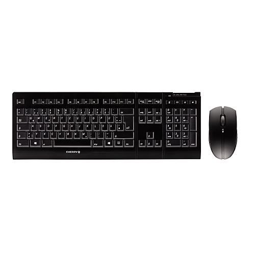CHERRY B.UNLIMITED Tastatur-/Maus-Set 3.0, schwarz, mit Funkmaus, hochw. NiMH-Akkus