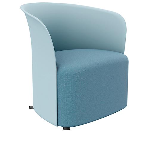 Clubsessel Paperflow CROWN, Schaumpolsterung, mit Füßen, Sitzhöhe 380 mm, B 730 x T 635 x H 690 mm, Polypropylen & Hartfaserplatte, Polsterbezug blau