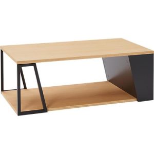Couchtisch Albi, B 1000 x T 550 x H 360 mm, Metallgestell/Spannplatte mit Echtholzfurnier, Eiche hell/schwarz lackiert Couchtisch Albi, B 1000 x T 550 x H 360 mm, Metallgestell/Spannplatte mit Echtholzfurnier, Eiche hell/schwarz lackiert