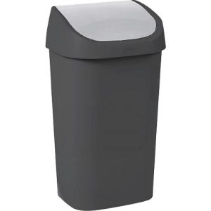 Curver Abfallbehälter Mistral, Swingdeckel, 100% Recycling-Kunststoff, B 400 x T 300 x H 690 mm, 50 Liter, anthrazit/grau Curver Abfallbehälter Mistral, Swingdeckel, 100% Recycling-Kunststoff, B 400 x T 300 x H 690 mm, 50 Liter, anthrazit/grau