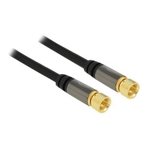 Delock – HF-Kabel – F-Stecker männlich zu F-Stecker männlich – 2 m – 85 dB – Schwarz