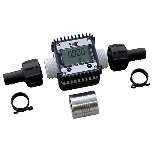 Digitaler Durchflusszähler K24 für CEMO mobile Tankanlagen für AdBlue®, Kunststoff, 6 - 100l/min, 1'AG, mit zwei Schlauchanschlussstücken und Muffe
