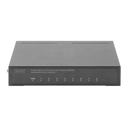 DIGITUS DN-80066 - Switch - Gigabit Ethernet, Metallgehäuse - unmanaged - 8 x 10/100/1000 - Desktop, wandmontierbar