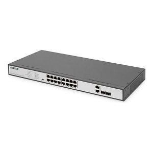 DIGITUS DN-95342-1 – Switch – 19′, af/at – unmanaged – 16 x 10/100 (PoE+) + 2 x Combo Gigabit SFP (Uplink) – an Rack montierbar DIGITUS DN-95342-1 – Switch – 19′, af/at – unmanaged – 16 x 10/100 (PoE+) + 2 x Combo Gigabit SFP (Uplink) – an Rack montierbar
