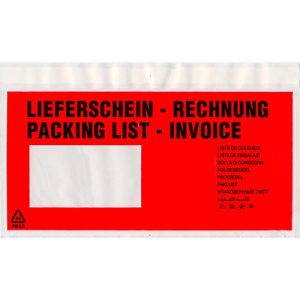 Dokumententasche/Lieferscheintasche SecurePack Premium, Din lang, mit Aufdruck, Sichtfenster, selbstklebend, wasserfest, LDPE & Kraftpapier, rot, 500 Stück Dokumententasche/Lieferscheintasche SecurePack Premium, Din lang, mit Aufdruck, Sichtfenster, selbstklebend, wasserfest, LDPE & Kraftpapier, rot, 500 Stück