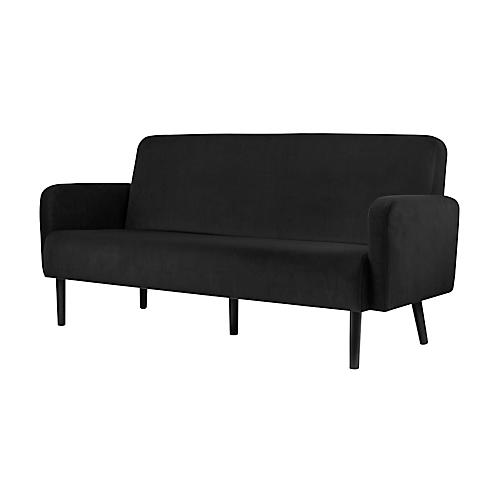 Dreisitzer Sofa easyChair® by Paperflow LISBOA, Samtbezug schwarz, Fußgestell schwarz, B 1590 x T 550 x H 430 mm
