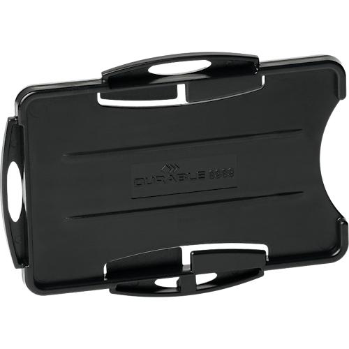 Durable Ausweishalter Eco, für 2 Karte, 10 Stück, Hoch - oder Querformat, B 54 x H 87 mm, recycelter Kunststoff, schwarz