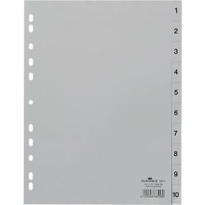 Durable Kunststoffregister, A4 hoch, Zahlen 1-10, grau