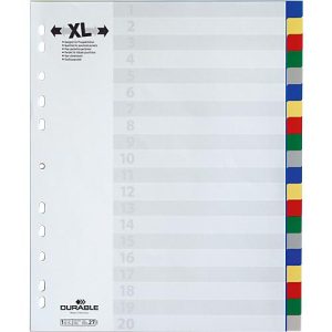 Durable PP-Register, 20 Blätter, überbreit Durable PP-Register, 20 Blätter, überbreit