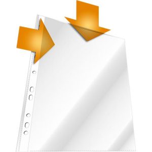 Durable Prospekthüllen, DIN A4, oben und Lochseite offen, 100 Stück, genarbt, transparent Durable Prospekthüllen, DIN A4, oben und Lochseite offen, 100 Stück, genarbt, transparent