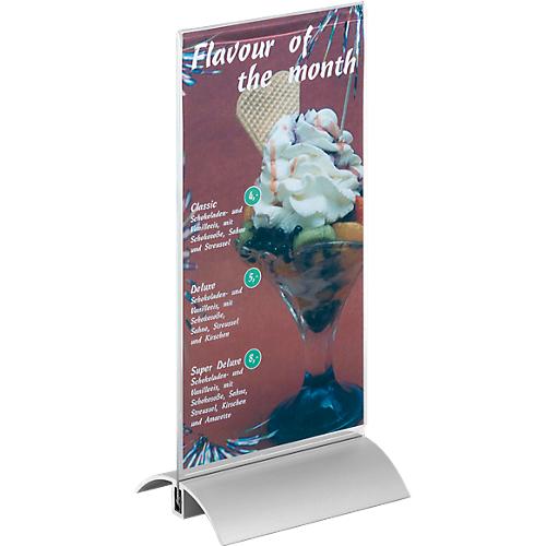 Durable Tischaufsteller, Acrylhalter und Aluminium-Fuß, DIN lang