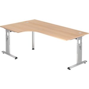 Eckschreibtisch ULM, li. od. rechts, B 2000 x T 1200 x H 650-850 mm, Eiche-Dekor Eckschreibtisch ULM, li. od. rechts, B 2000 x T 1200 x H 650-850 mm, Eiche-Dekor