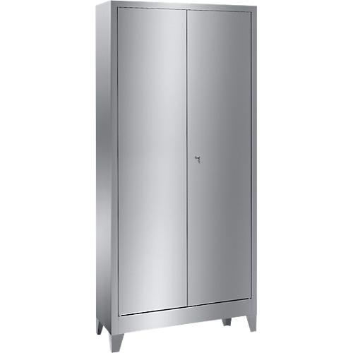Edelstahl-Flügeltürenschrank, 2-türig, mit 4 Füßen, B 1000 x T 400 x H 1950 mm