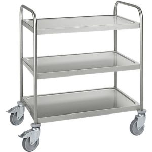 Edelstahlwagen, B 1045 x T 645 mm, Vollgummi, Radgehäuse verzinkt Edelstahlwagen, B 1045 x T 645 mm, Vollgummi, Radgehäuse verzinkt