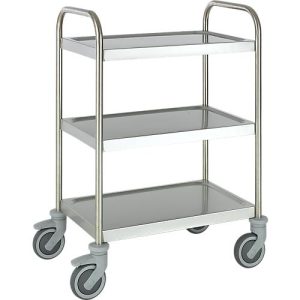 Edelstahlwagen, B845 x T 545 mm, Vollgummi, Radgehäuse Kunststoff Edelstahlwagen, B845 x T 545 mm, Vollgummi, Radgehäuse Kunststoff