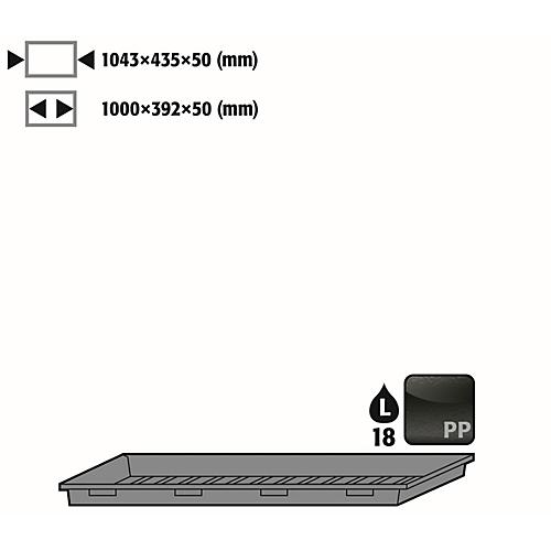 Einlegewanne für asecos Sicherheitsschränke der Q30, Q90 und S90 Serie, Polyethylen, schwarz, B 1043 x T 435 x H 50 mm, 18 l