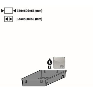 Einlegewanne für asecos Sicherheitsschränke der S90 Serie, Polypropylen, natur, B 364 x T 606 x H 66 mm, 12 l