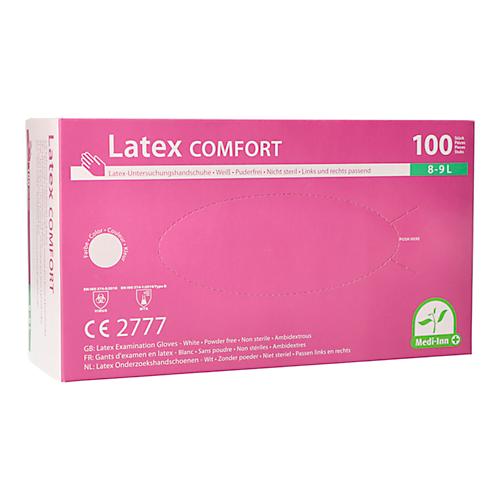 Einmalhandschuhe Medi-Inn® PS Latex Comfort, für links & rechts, puderfrei, nicht steril, lebensmittelgeeignet, Größe L, Naturlatex, weiß, 100 Stück