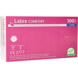 Einmalhandschuhe Medi-Inn® PS Latex Comfort, für links & rechts, puderfrei, nicht steril, lebensmittelgeeignet, Größe M, Naturlatex, weiß, 100 Stück Einmalhandschuhe Medi-Inn® PS Latex Comfort, für links & rechts, puderfrei, nicht steril, lebensmittelgeeignet, Größe M, Naturlatex, weiß, 100 Stück