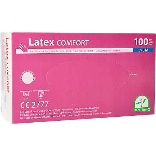 Einmalhandschuhe Medi-Inn® PS Latex Comfort, für links & rechts, puderfrei, nicht steril, lebensmittelgeeignet, Größe M, Naturlatex, weiß, 100 Stück