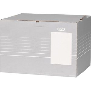 Elba Archivcontainer Tric, bis A4, Frontklappe, B 473 x T 325 x H 360 mm, Wellpappe, grau, 10 Stück Elba Archivcontainer Tric, bis A4, Frontklappe, B 473 x T 325 x H 360 mm, Wellpappe, grau, 10 Stück