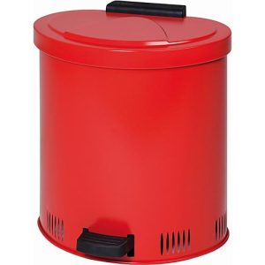 Entsorgungsbehälter, Stahlblech, rot, 50 l, B 505 x T 495 x H 540 mm, Klappdeckel mit Fußpedal, Lüftungsöffnungen im Bodenrand Entsorgungsbehälter, Stahlblech, rot, 50 l, B 505 x T 495 x H 540 mm, Klappdeckel mit Fußpedal, Lüftungsöffnungen im Bodenrand