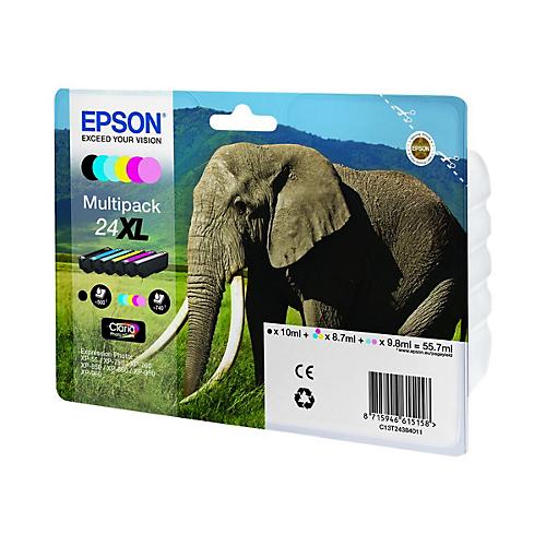 Epson 24XL Multipack - 6er-Pack - XL - Schwarz, Gelb, Cyan, Magenta, hellmagentafarben, hell Cyan - original - Tintenpatrone