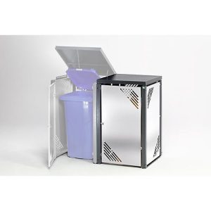 Ergänzungselement MBSE 4, Edelstahl, mit Klappdeckel, für 120 l und 240 l Müllbehälter Ergänzungselement MBSE 4, Edelstahl, mit Klappdeckel, für 120 l und 240 l Müllbehälter