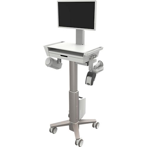 Ergotron Computerwagen CareFit Slim 2.0, mit Schublade, für Monitore bis 27 Zoll, höhenverstellbar, weiß/warmgrau