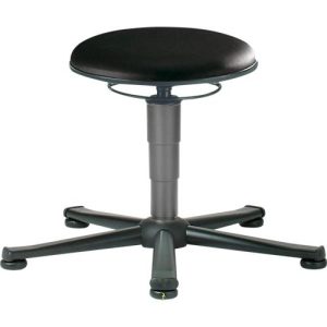 ESD Drehhocker, Kunstleder, mit Gleiter, schwarz ESD Drehhocker, Kunstleder, mit Gleiter, schwarz