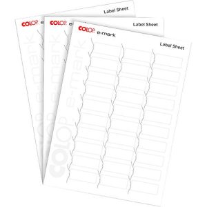 Etiketten für digitalen Stempel COLOP e-mark®, 48 x 18 mm, blanko, Papier, selbstklebend, 10 Bogen á 30 Stück Etiketten für digitalen Stempel COLOP e-mark®, 48 x 18 mm, blanko, Papier, selbstklebend, 10 Bogen á 30 Stück