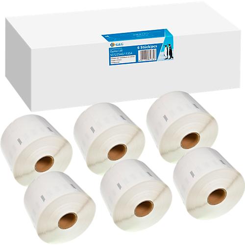 Etiketten G&G, kompatibel zu Dymo 11354/s0722540, 6x1000 Stück, ablösbar, B 57 x H 32 mm, weiß