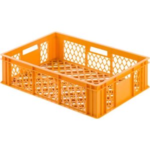 Euro Box Bäcker-Kasten, lebensmittelecht, Inhalt 30 L, durchbrochene Version, gelborange Euro Box Bäcker-Kasten, lebensmittelecht, Inhalt 30 L, durchbrochene Version, gelborange