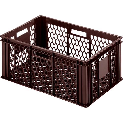 Euro Box Bäcker-Kasten, lebensmittelecht, Inhalt 47,8 L, durchbrochene Version, braun