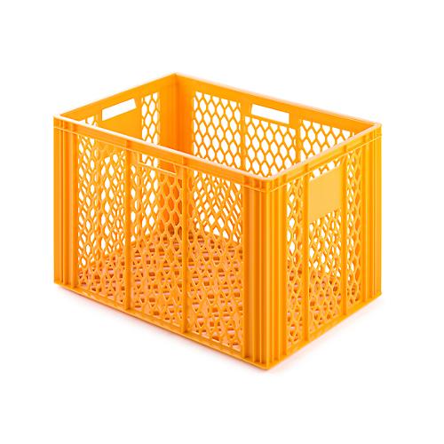 Euro Box Bäcker-Kasten, lebensmittelecht, Inhalt75 L, durchbrochene Version, gelborange