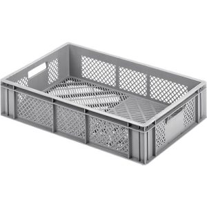 Euro Box Obst- und Gemüsekasten, lebensmittelecht, Inhalt 24,87 L, durchbrochene Version, grau Euro Box Obst- und Gemüsekasten, lebensmittelecht, Inhalt 24,87 L, durchbrochene Version, grau