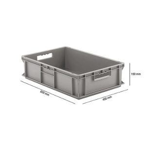 Euro Box Serie EF 6150, aus PP, Inhalt 29,4 L, geschlossene Wände, grau, Durchfassgriff