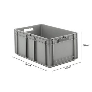 Euro Box Serie EF 6280, aus PP, Inhalt 56,6 L, geschlossene Wände, grau, Unterfassgriff