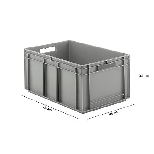 Euro Box Serie EF 6280, aus PP, Inhalt 56,6 L, geschlossene Wände, grau, Unterfassgriff