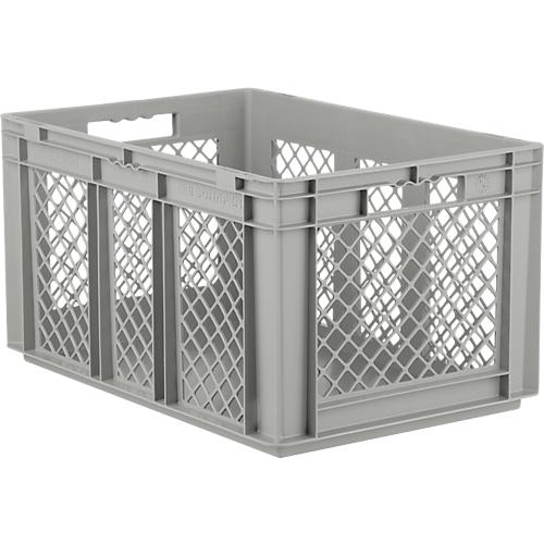 Euro Box Serie EF 6321, aus PP, Inhalt 63,7 L, durchbrochene Wände, grau, Durchfassgriff