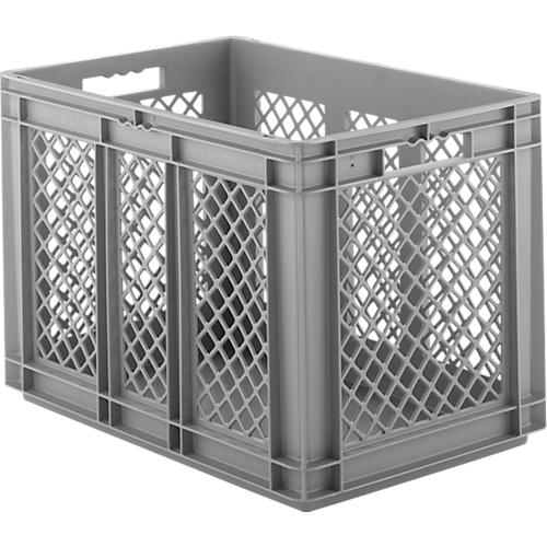 Euro Box Serie EF 6421, aus PP, Inhalt 83,8 L, durchbrochene Wände, grau, Durchfassgriff
