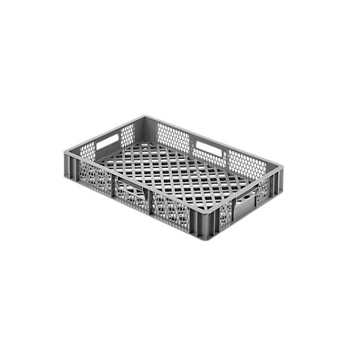 Eurobox Gläserkasten, Inhalt 15,4 l, durchbrochene Version, Durchfassgriffe, lebensmittelecht, stapelbar, HDPE, grau