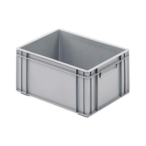 Eurobox Ringoplast, geschlossen, Unterfassgriffe, stapelbar, ohne Deckel, L 400 x B 300 x H 193 mm, HDPE, grau