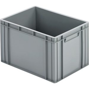 Eurobox Ringoplast, geschlossen, Unterfassgriffe, stapelbar, ohne Deckel, L 400 x B 300 x H 273 mm, HDPE, grau Eurobox Ringoplast, geschlossen, Unterfassgriffe, stapelbar, ohne Deckel, L 400 x B 300 x H 273 mm, HDPE, grau
