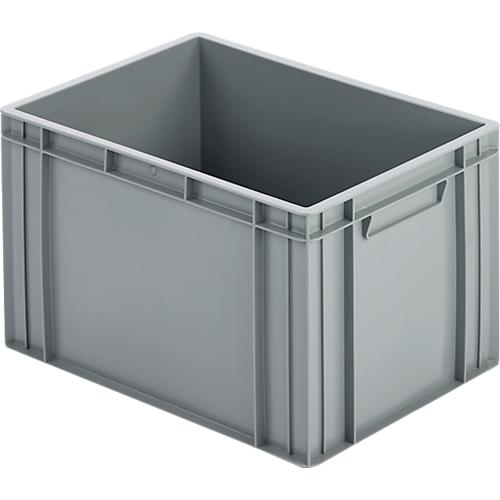 Eurobox Ringoplast, geschlossen, Unterfassgriffe, stapelbar, ohne Deckel, L 400 x B 300 x H 273 mm, HDPE, grau