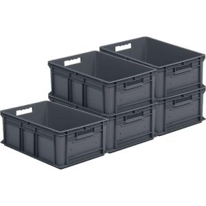 Eurobox SSI Schäfer EF 6220, geschlossen, Recycling-Polypropylen, B 600 x T 400 x H 220 mm, 43,5 l, 5 Stück Eurobox SSI Schäfer EF 6220, geschlossen, Recycling-Polypropylen, B 600 x T 400 x H 220 mm, 43,5 l, 5 Stück