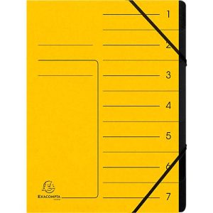 Exacompta Dokumentenmappe, DIN A4, Gummizugverschluss, Karton, 7 Fächer, gelb Exacompta Dokumentenmappe, DIN A4, Gummizugverschluss, Karton, 7 Fächer, gelb