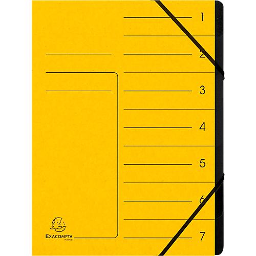 Exacompta Dokumentenmappe, DIN A4, Gummizugverschluss, Karton, 7 Fächer, gelb