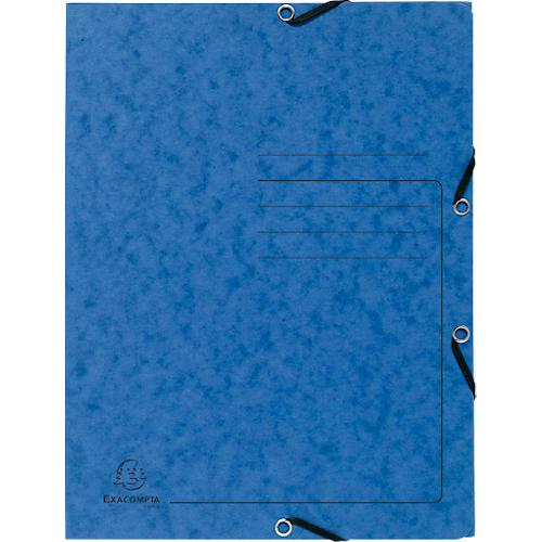 Exacompta Sammelmappe, DIN A4, mit Gummizug, 3 Klappen, beschriftbar, Colorspan-Karton, 355 g/m², blau