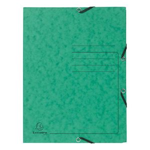 Exacompta Sammelmappe, DIN A4, mit Gummizug, 3 Klappen, beschriftbar, Colorspan-Karton, 355 g/m², grün Exacompta Sammelmappe, DIN A4, mit Gummizug, 3 Klappen, beschriftbar, Colorspan-Karton, 355 g/m², grün